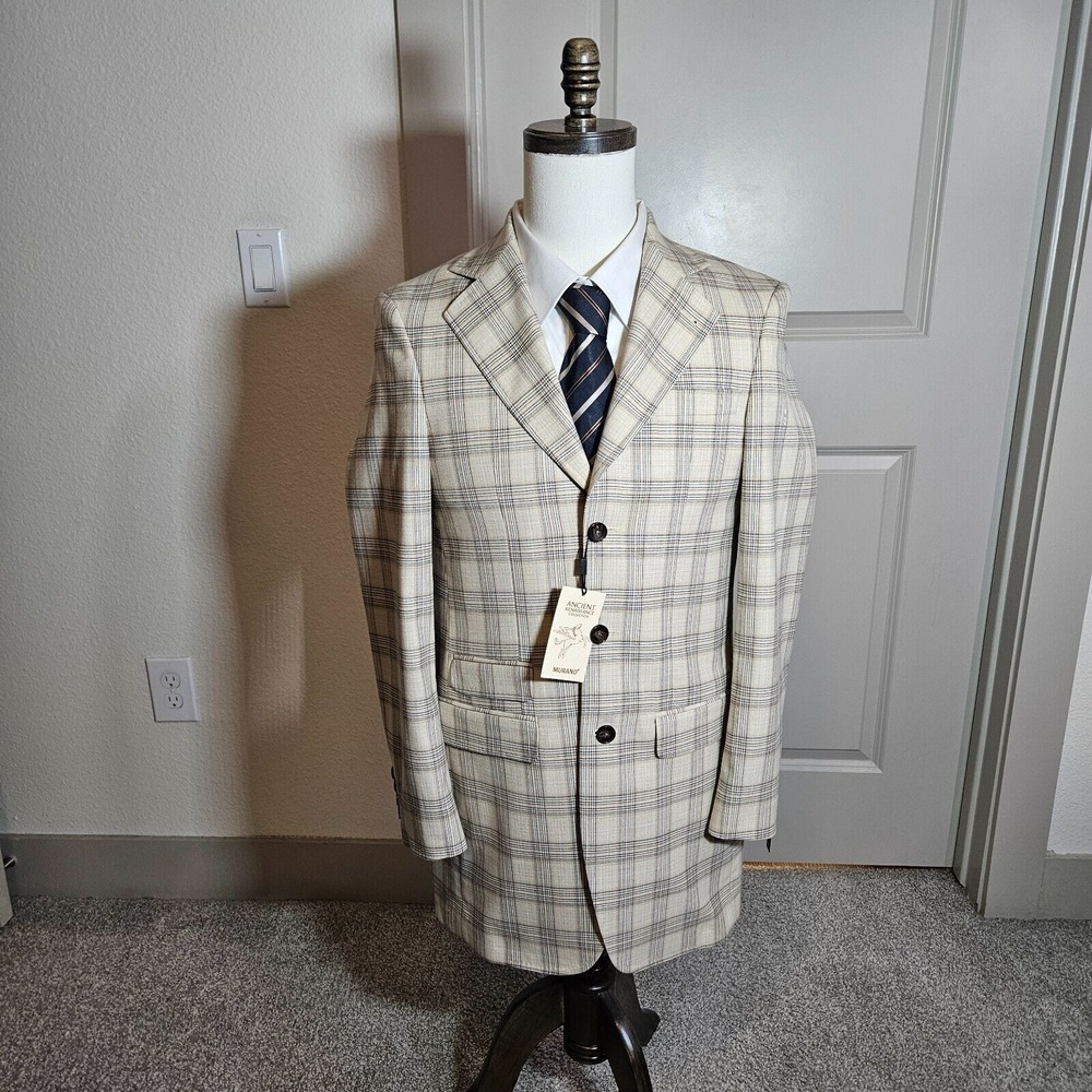 NWT Murano Small Slim Fit Ancient Renaissance Collection Suit Blazer Men Plaid